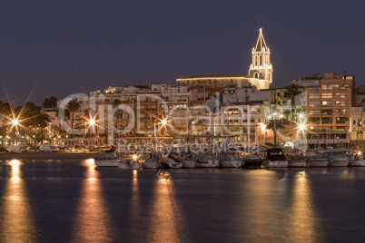 Night in the Costa Brava,town Palamos (Spain)