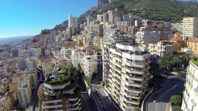Monaco city town Monte Carlo Drone flight port yachts sea flats