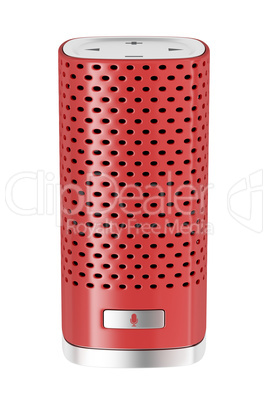 Red smart speaker isolated on white