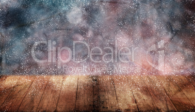Festive Christmas background with wooden tabletop