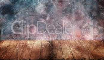 Festive Christmas background with wooden tabletop