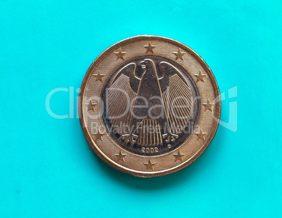 1 euro coin, European Union, Germany over green blue