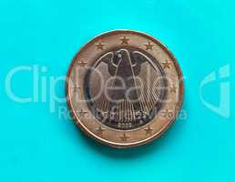 1 euro coin, European Union, Germany over green blue