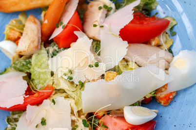 Salad with chicken and fresh vegetables