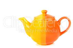 porcelain teapot, isolated on white background. Free space for t