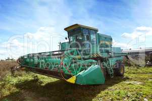 green tractor, agricultural machinery, tractor for harvest