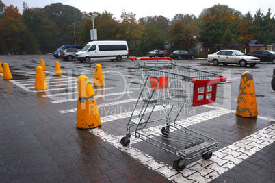 cart for shopping, basket for goods from the store in the Parkin