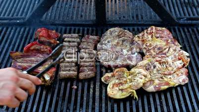 Meat grilling on barbecue