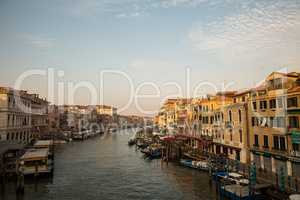 Grand Canal at morning , Venice , Italy .