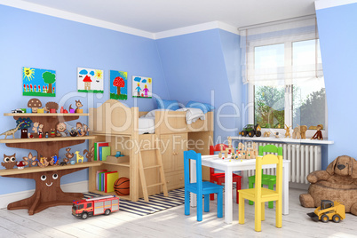 3d render of a children's room - boy