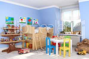 3d render of a children's room - boy