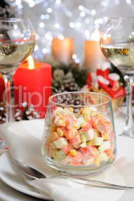 Salad of crab meat in a glass