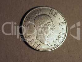 Old Italian Lira coin with Vittorio Emanuele III King