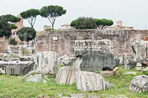 Ruins of antique Roman forum in Rome
