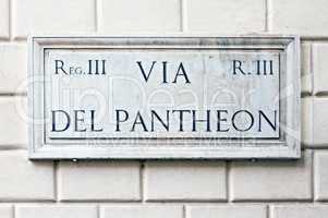 Typical marble street name sign in Rome