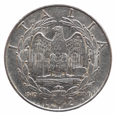 Old Italian Lira isolated over white