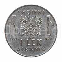 Old Albanian Lek isolated over white