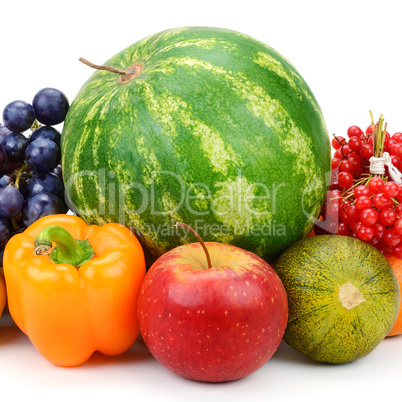 Fruits and vegetables isolated on white background.