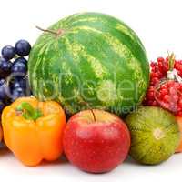 Fruits and vegetables isolated on white background.