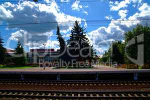 Russian train station on a Sunny day