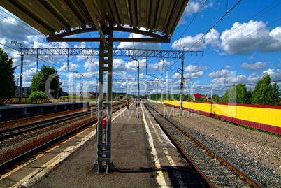 Russian train station on a Sunny day