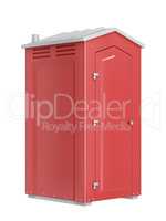 Red mobile toilet isolated on white