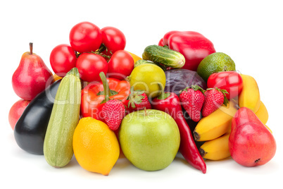 Fruits and vegetables isolated on white