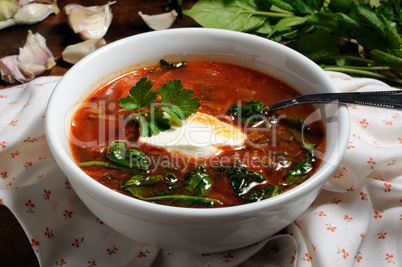 Tomato soup with spinach