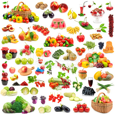 Large collection of fruits and vegetables healthy.