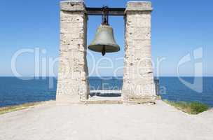 Large iron bell on the Black Sea coast in Chersonese