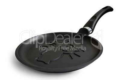 A cast-iron skillet with ceramic coating on a white background.