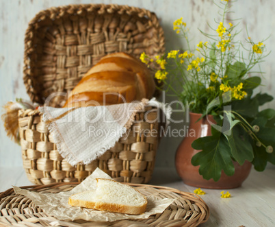 Still life with a loaf of bread.