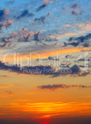 Beautiful sunrise and cloudy sky.