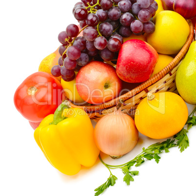 Fruits and vegetable isolated on a white background.