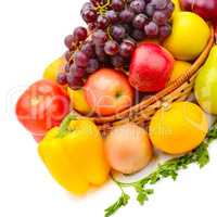 Fruits and vegetable isolated on a white background.