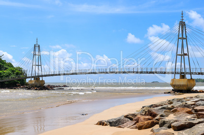 Bridge to the island with Buddhist temple, Matara, Sri Lanka