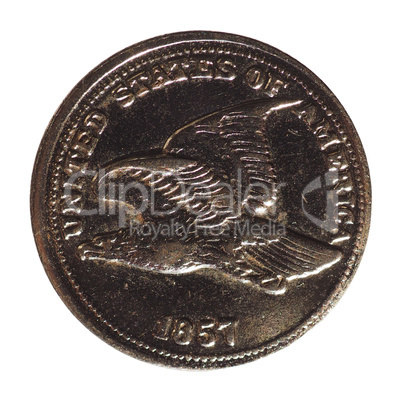 1 cent coin, United States isolated over white