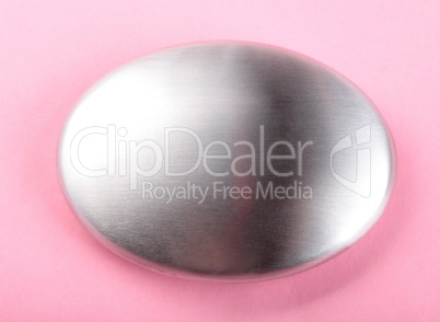 Stainless Steel Soap on pink background