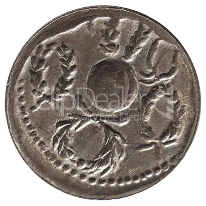 Ancient roman coin isolated over white