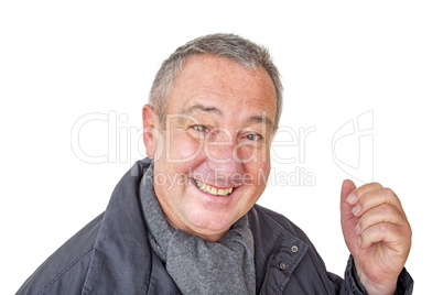 Portrait of a man with leather jacket and scarf