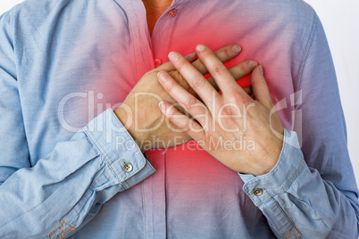 Woman feels pain from the heart