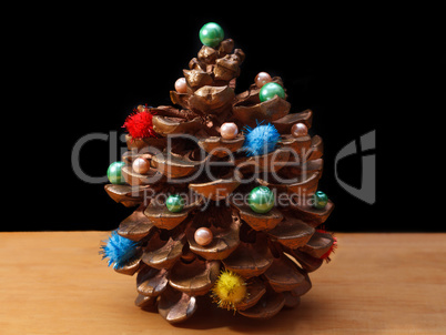 Pine cone with decorations