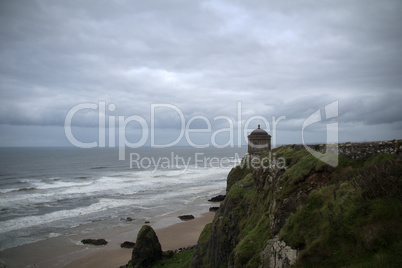 Mussenden Temple with downhill beach