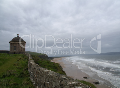 Mussenden Temple with downhill beach