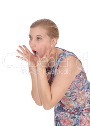 Scared woman shouting