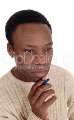 Close up portrait of African man looking thoughtful