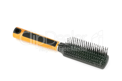 Comb for hair isolated on white background. Top view. Free space