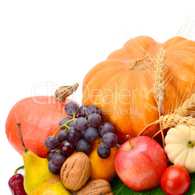 Fruits and vegetables isolated on a white background.