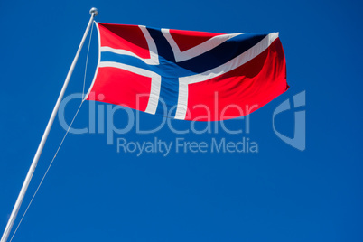 Flag of Norway flapping in wind.