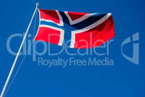 Flag of Norway flapping in wind.